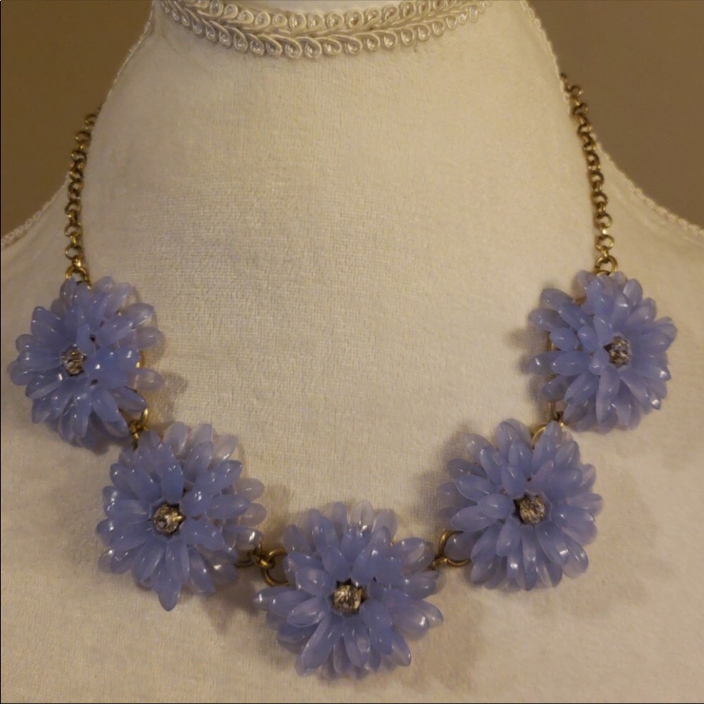 Jcrew crystal flower necklace purple